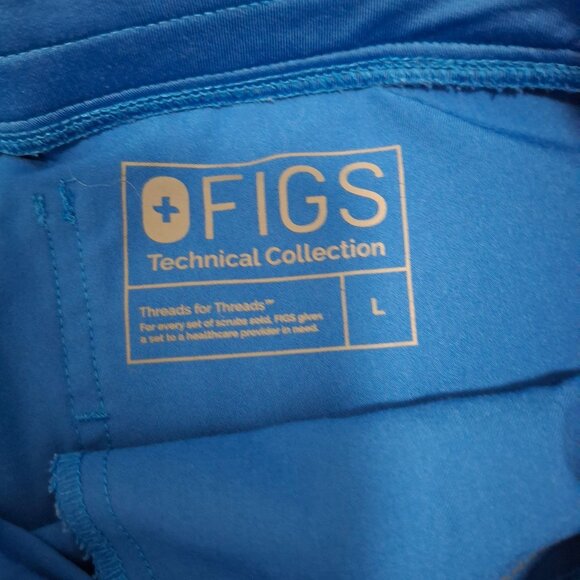 FIGS Technical Collection Blue Jogger Scrub Pants L Pockets Elastic  Drawstring - Picture 4 of 7